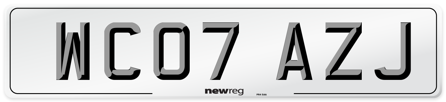 WC07 AZJ Number Plate from New Reg